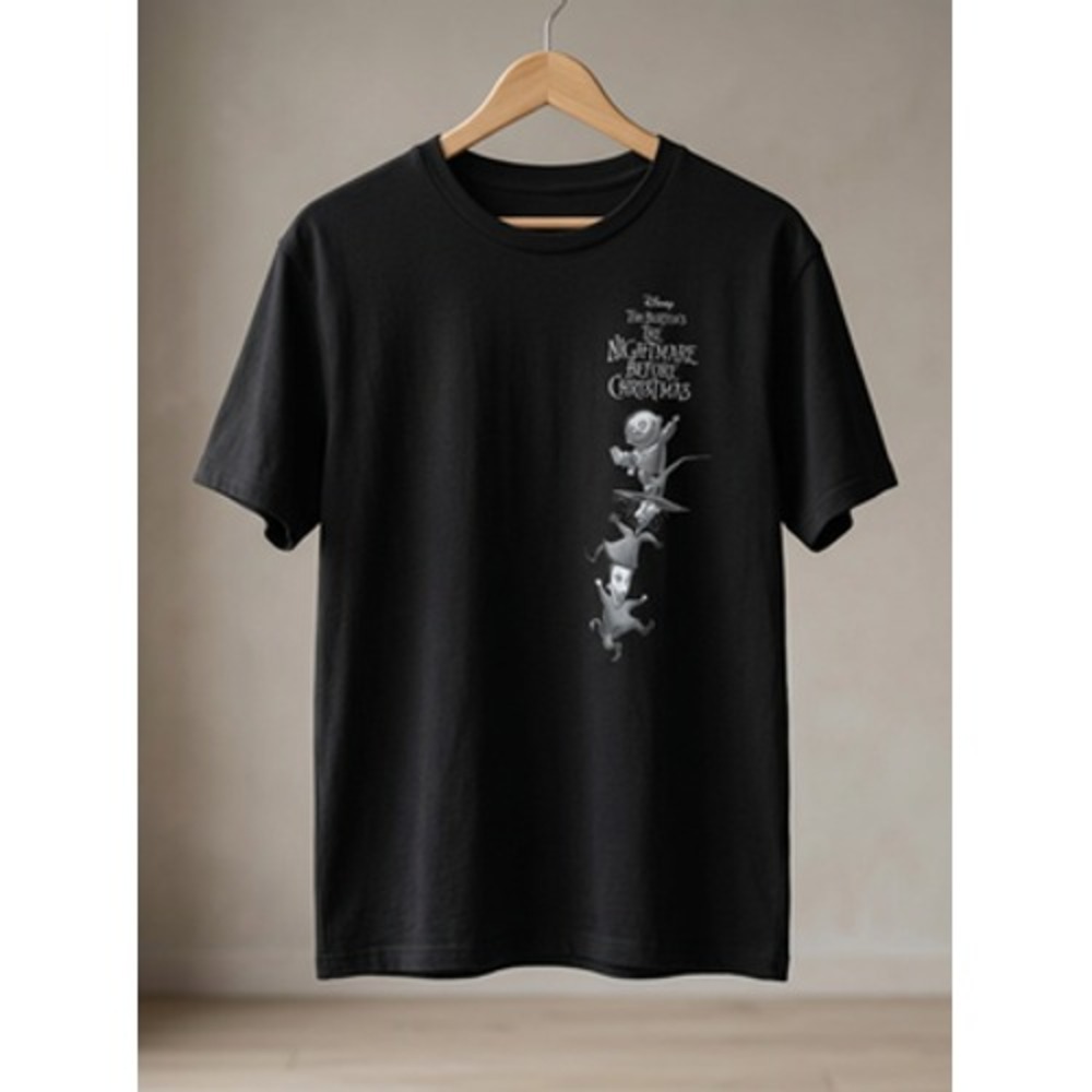 The Nightmare Before Christmas T-Shirt L Black Crew Neck Cotton Casual Tee Top